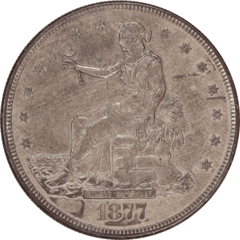 1877-S US Silver Trade Dollar, T$1 Choice Uncirculated - Nice Original Coin 