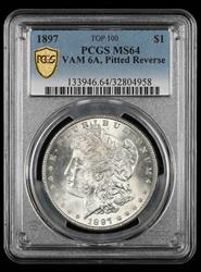 1897 $1 VAM 6A Pitted Reverse Top 100 PCGS  MS64