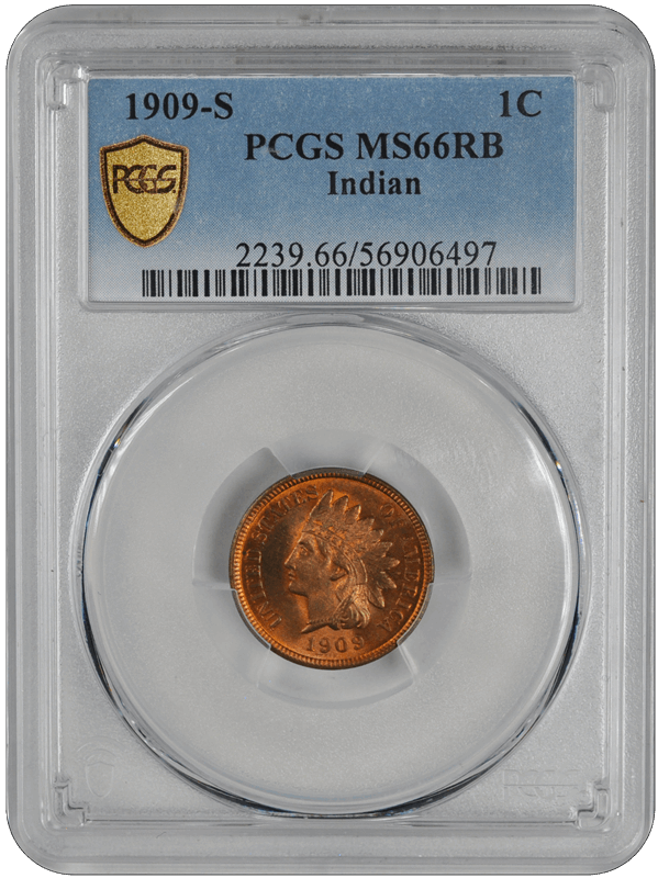 1909-S Indian Head PCGS RB 66