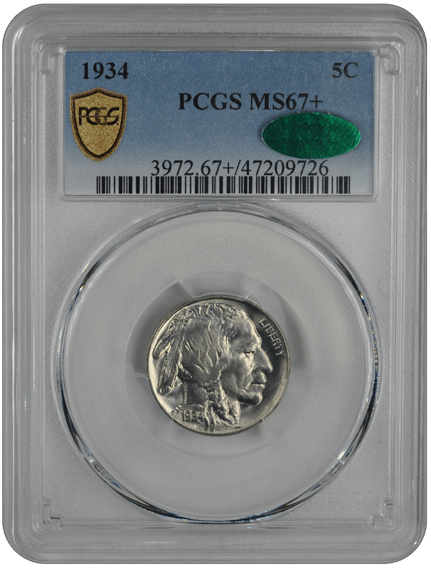 1934 Buffalo PCGS (CAC) MS 67 +