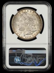 1921 Morgan $1 Mint Error Reverse Struck Thru Bill Fivaz Signature Label NGC MS 62