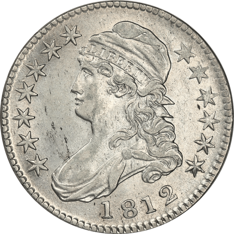 1812 Capped Bust Half Dollar,  Circulated, Almost Uncirculated++