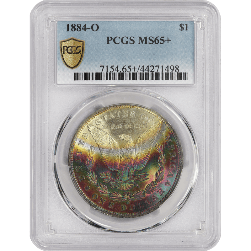 1884-O $1 Morgan Silver Dollar - PCGS MS65+ - Monster RAINBOW Toning