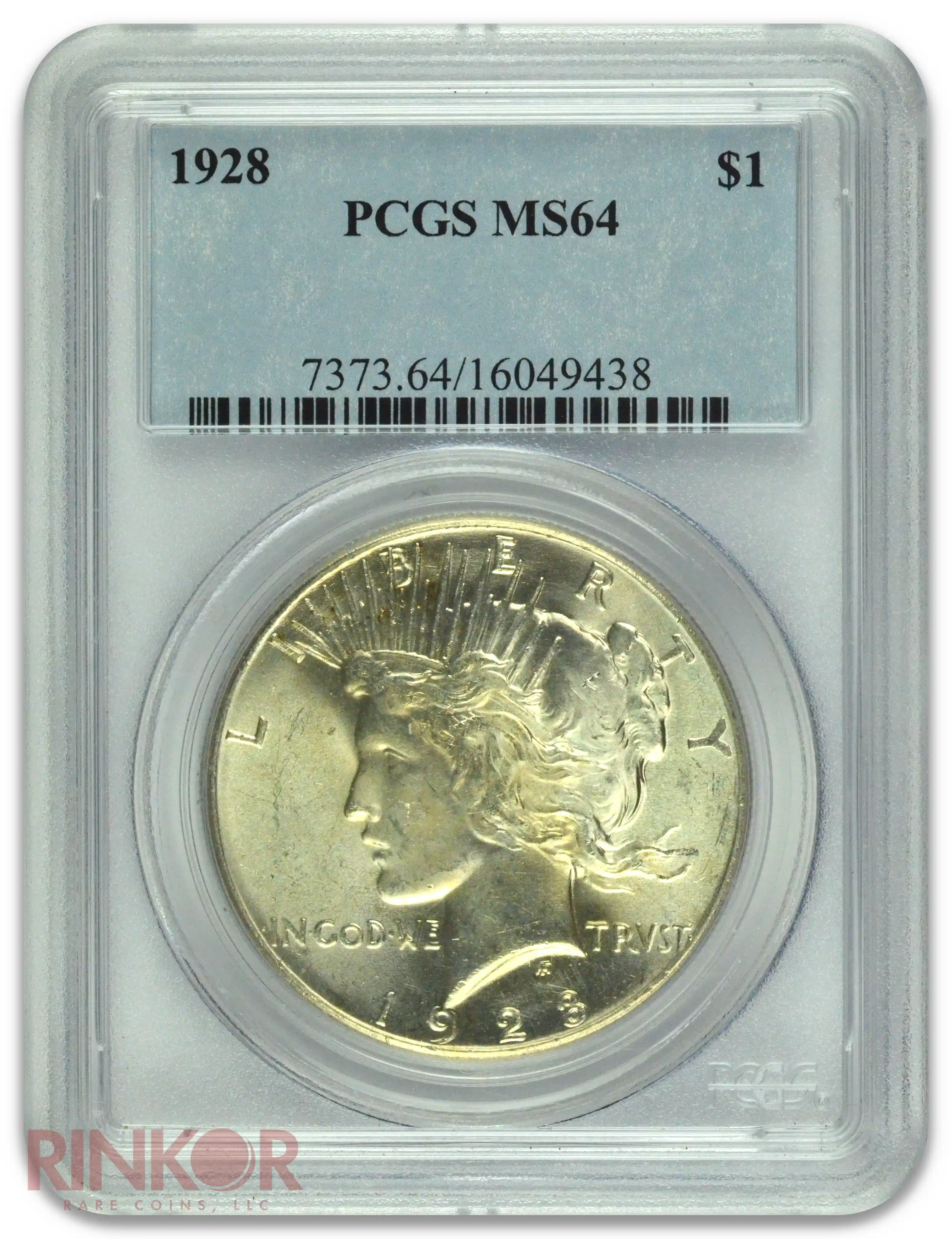 1928 $1 Peace Dollar PCGS MS 64