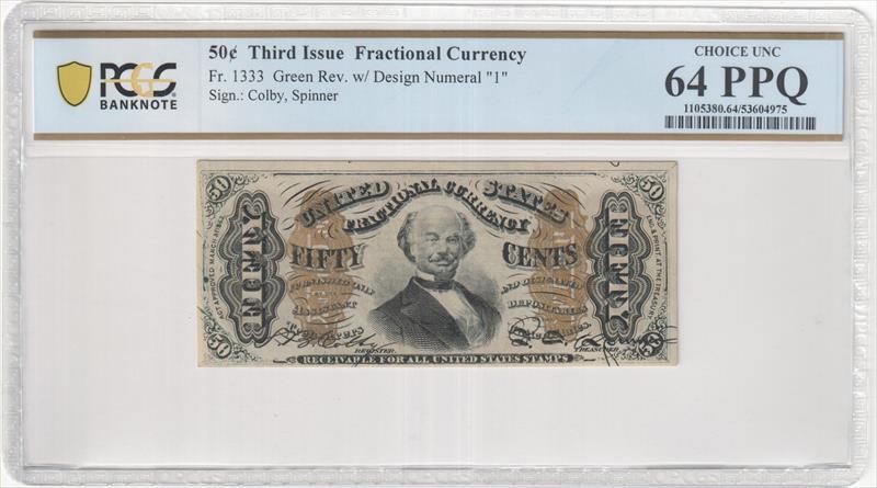 Fr. 1333 50 Cent Third Issue Fractional Currency PCGS 64 PPQ 