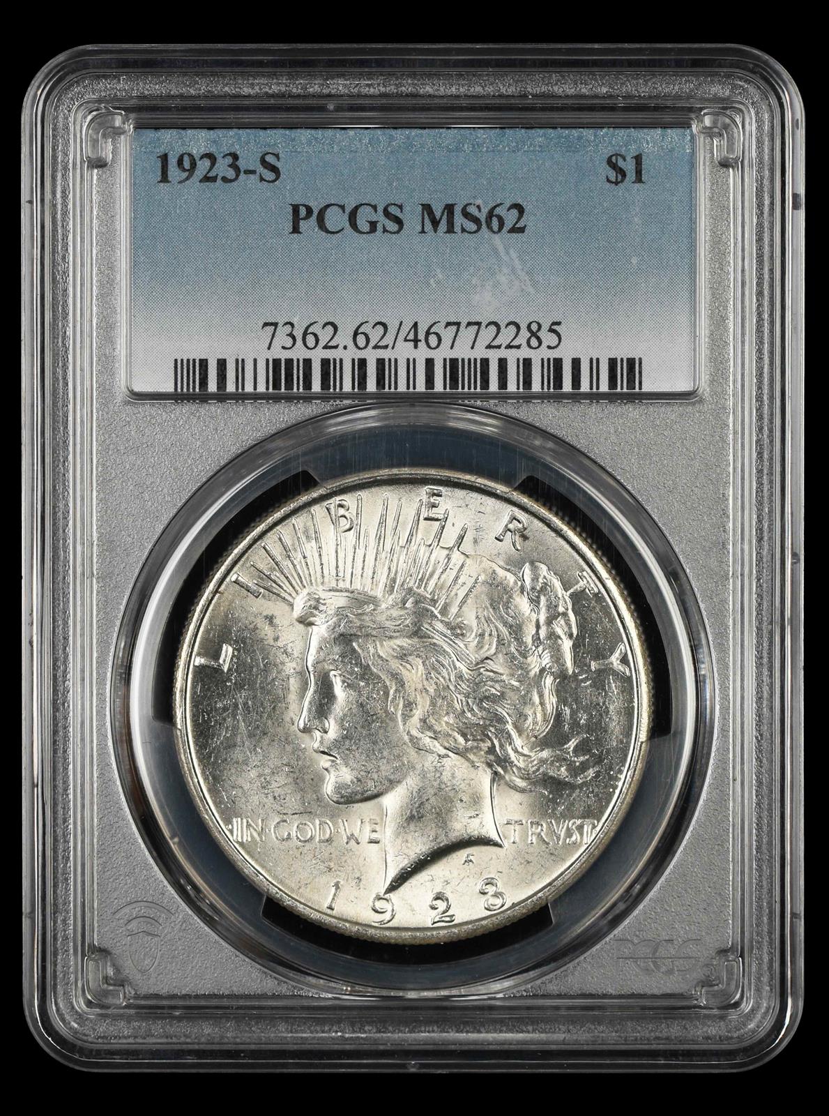 1923-S $1 PCGS MS 62