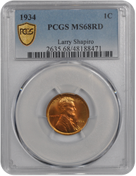 1934 Lincoln PCGS RD 68