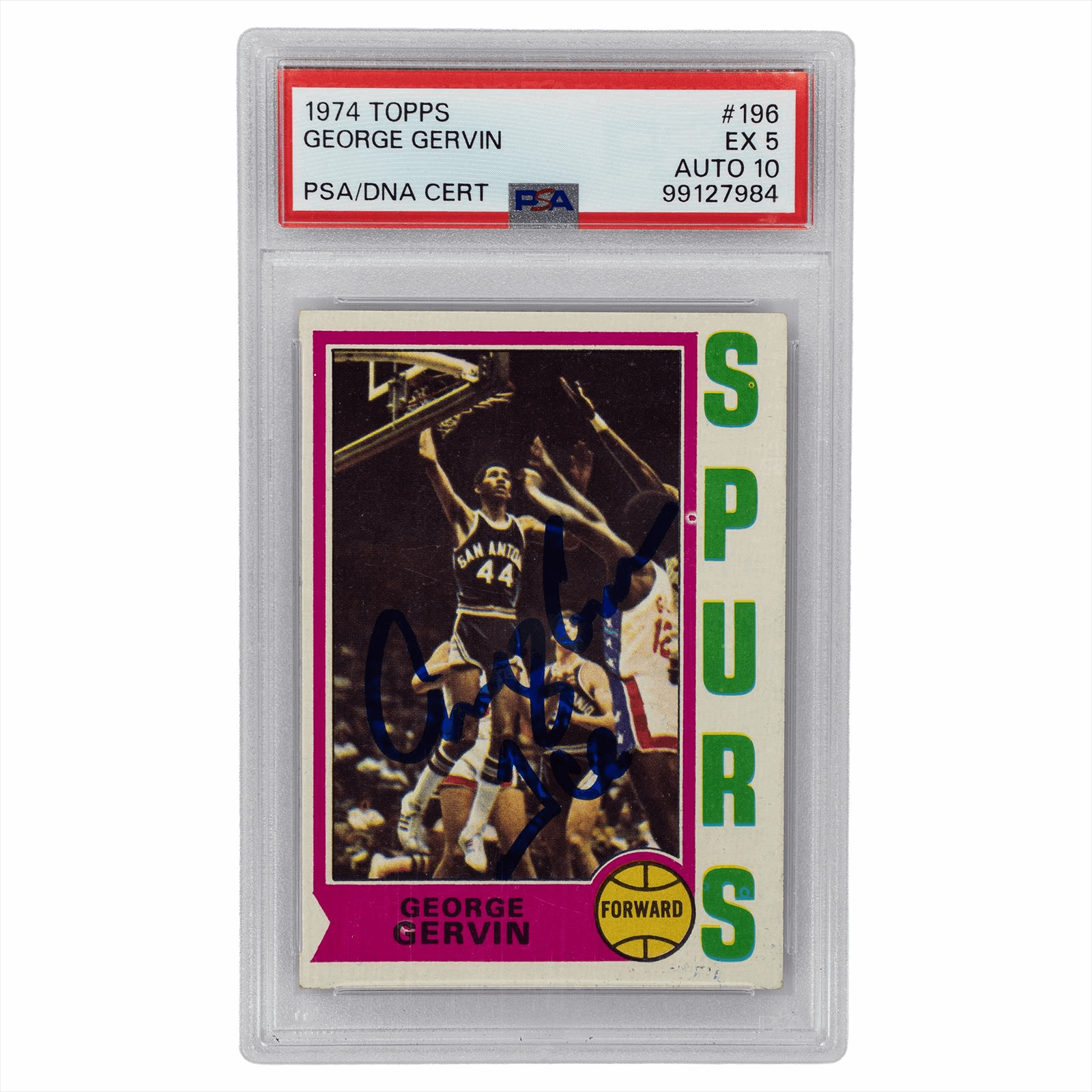 1974 Topps George Gervin #196 PSA/DNA EX 5 AUTO 10
