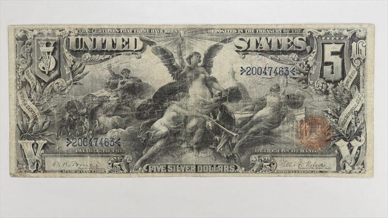 1896 $5 Silver Certificate S/N 20047463 Fr. 269 $5 Educational  Circulated Fine