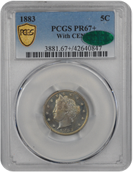 1883 5C Liberty Nickel PCGS  (CAC) #3651-3 PR67+