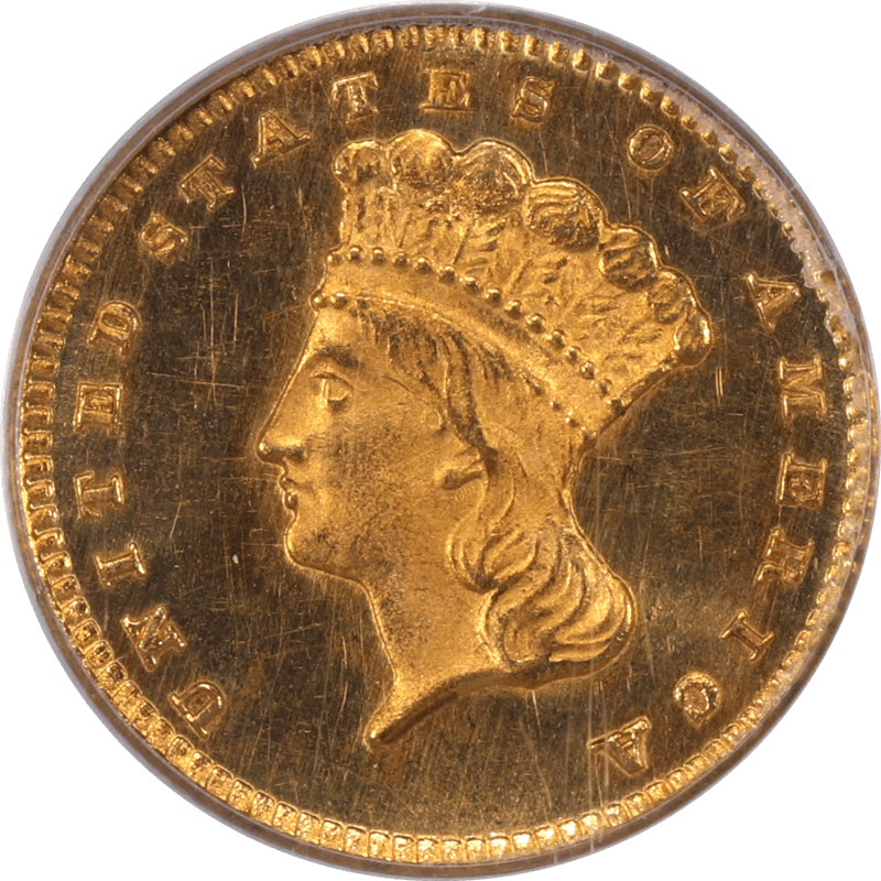 1874 Indian Princess Gold Dollar, PCGS MS64 CAC - Lustrous