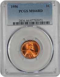 1956 Lincoln PCGS RD 66