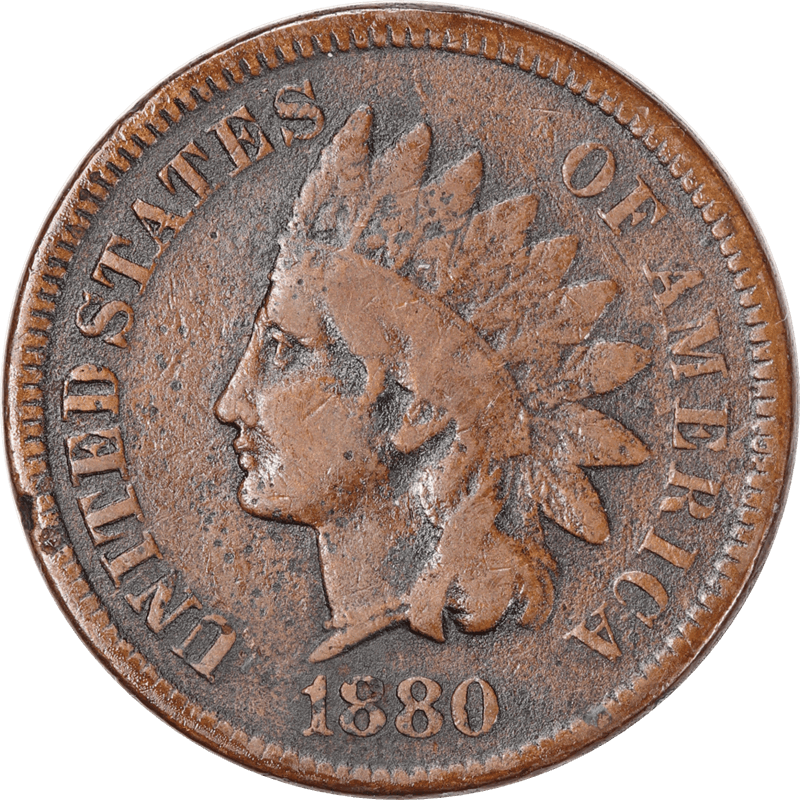 1880 Indian Head Cent 1c,  Circulated Very Good - Nice Coin