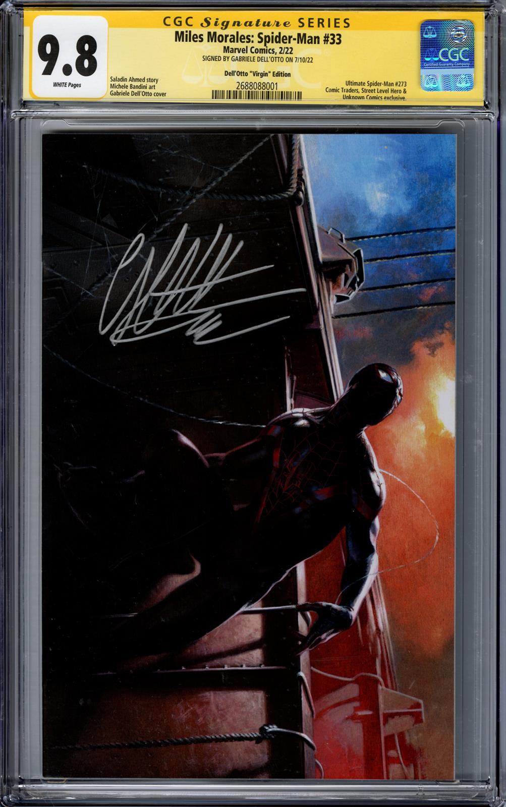 Miles Morales: Spider-Man #33 CGC Signature Series 9.8 (Marvel, 2022) Signed by Gabriele DelOtto 