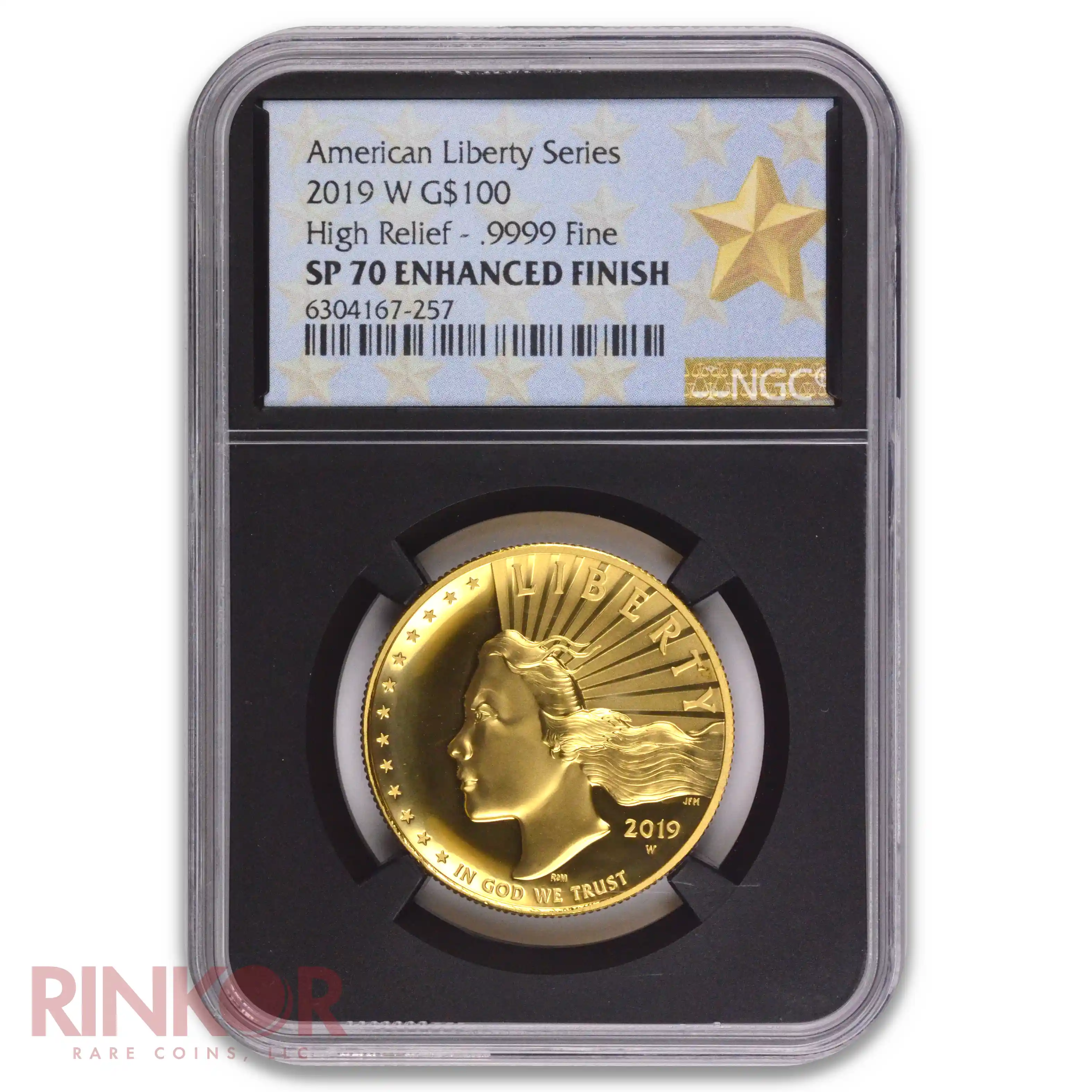 2019-W Enhanced 1oz American Liberty Gold High Relief NGC SP 70