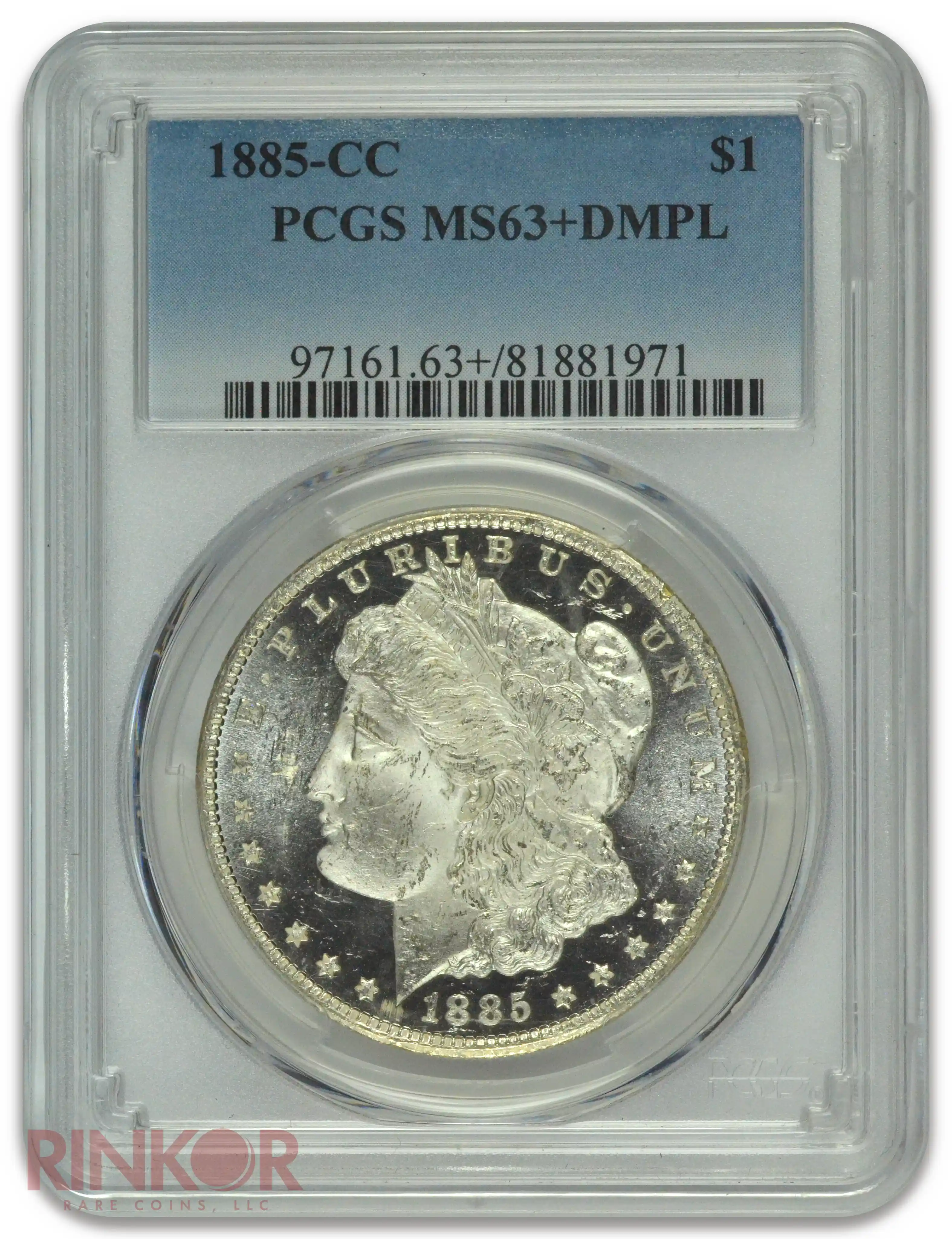 1885-CC $1 Morgan Dollar PCGS MS 63+ DMPL