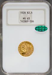 1928 Indian Head $2.50  NGC MS63 CAC 
