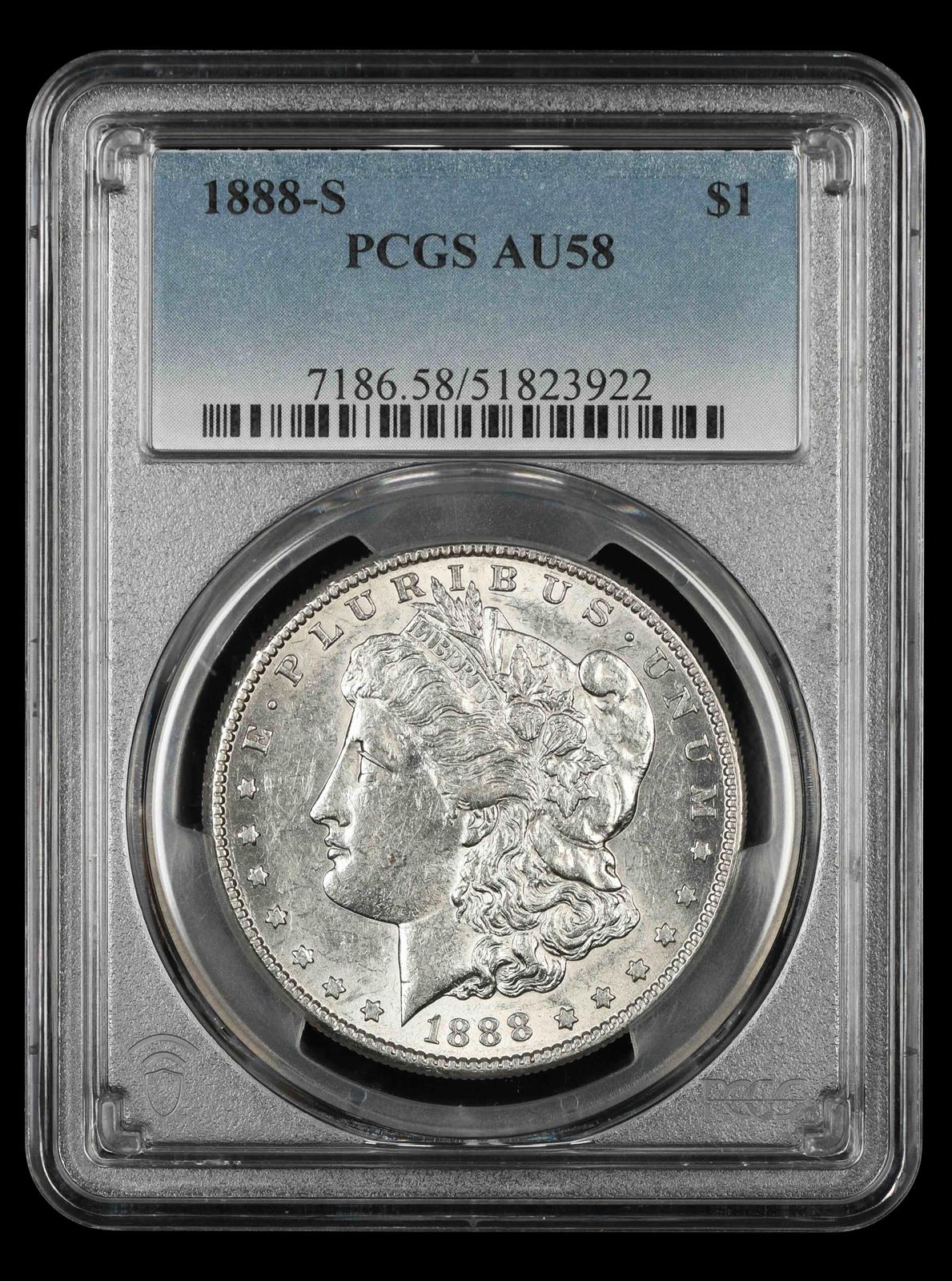 1888 S $1 PCGS  AU58