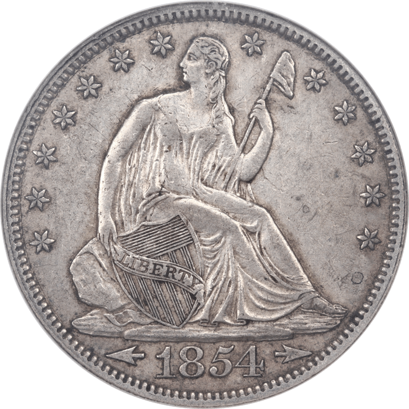 1854 Seated Liberty Half Dollar 50c NGC AU 58 - Nice Original Coin