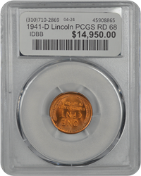 1941-D Lincoln PCGS RD 68