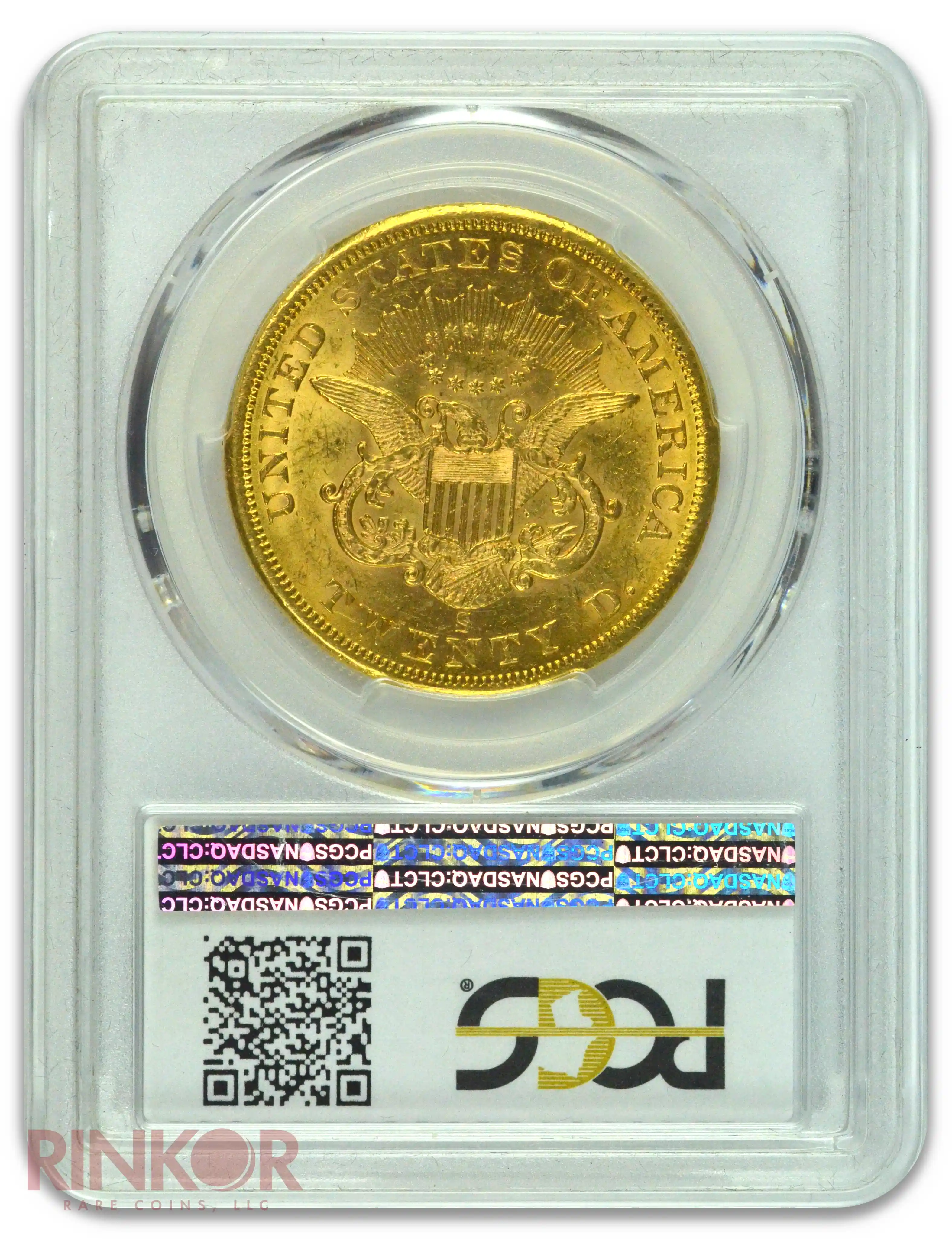 1859-S $20 Liberty Head PCGS AU-58