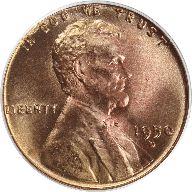 1950-D Lincoln Wheat Cent 1c, PCGS MS 66 RD