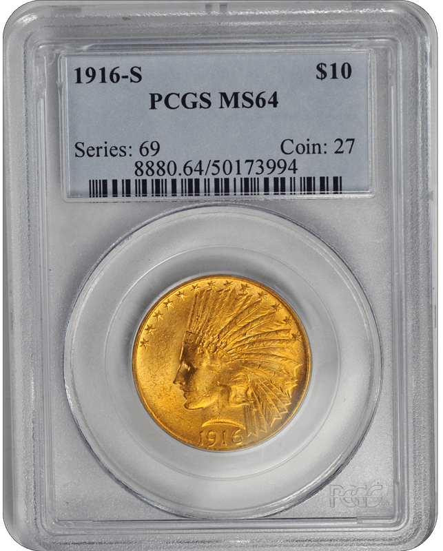 1916-S Indian Head PCGS MS 64
