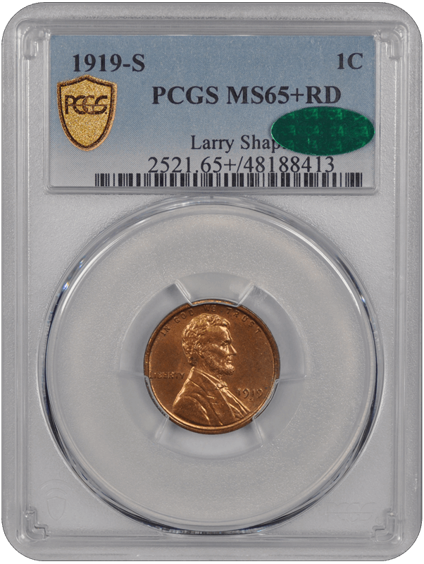 1919-S Lincoln PCGS CAC RD 65+ 