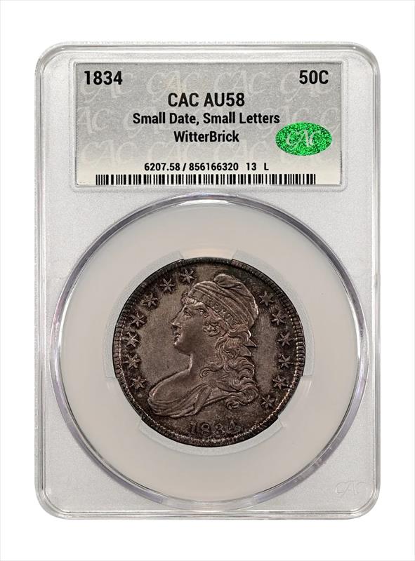 1834 Small Date, Small Letters 50c CACG AU-58 WitterBrick