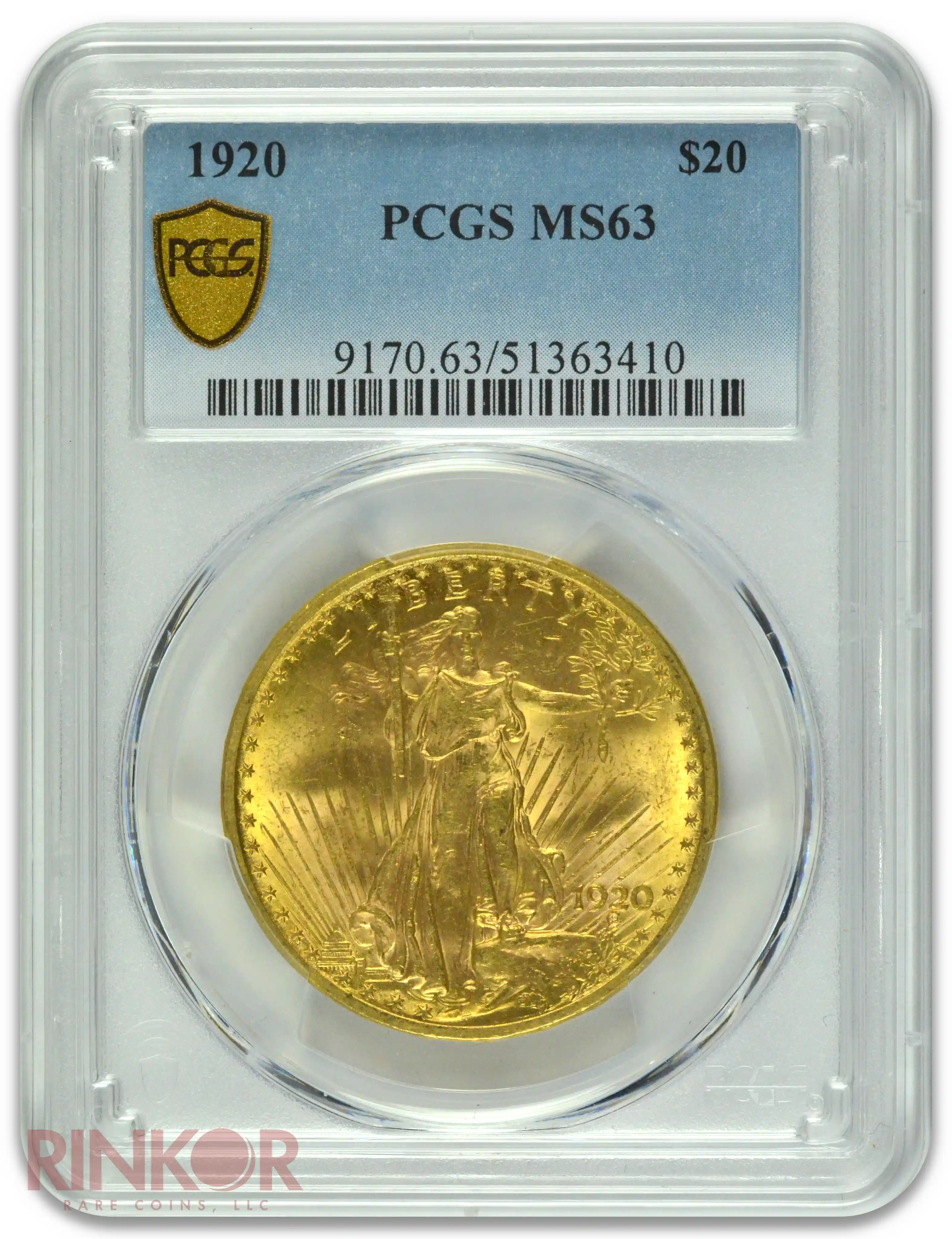 1920 St. Gaudens $20 PCGS MS 63