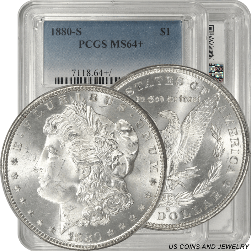 1880-S Morgan Silver Dollar PCGS MS 64+ Sharp Frosty White Coin