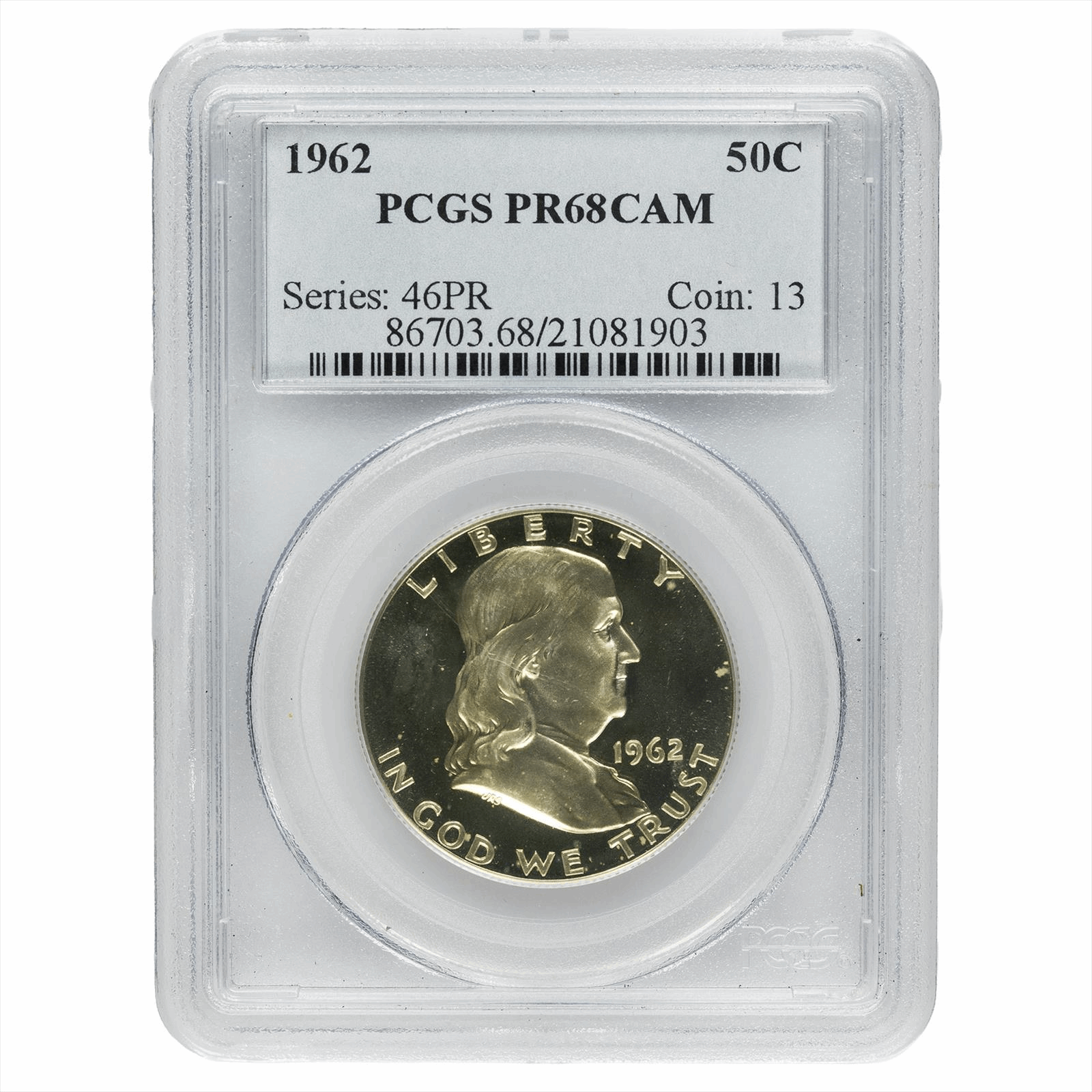 1962 Franklin Half Dollar 50C PCGS PR 68 CAM