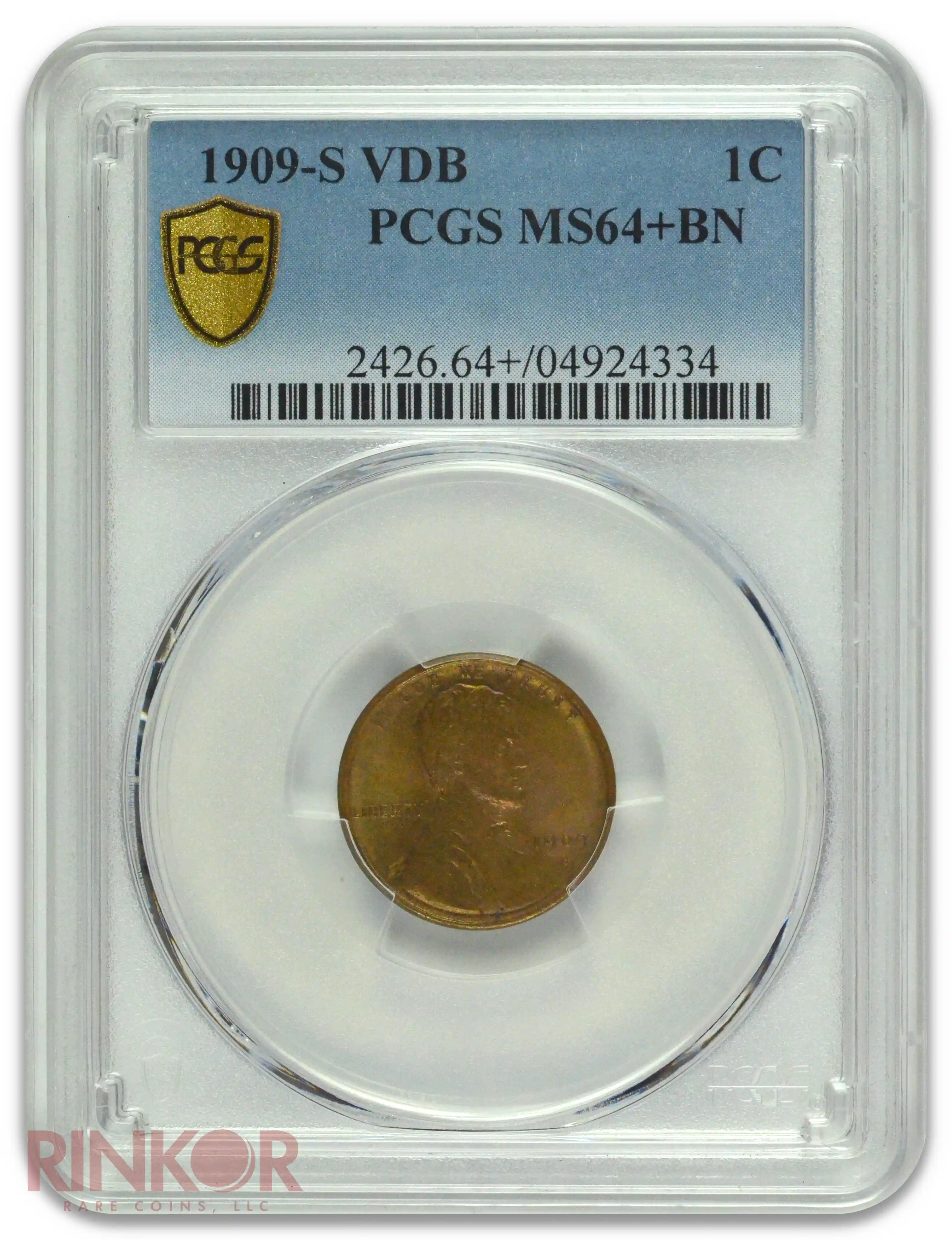 1909-S VDB 1C Lincoln Wheat Cent PCGS MS 64+ BN