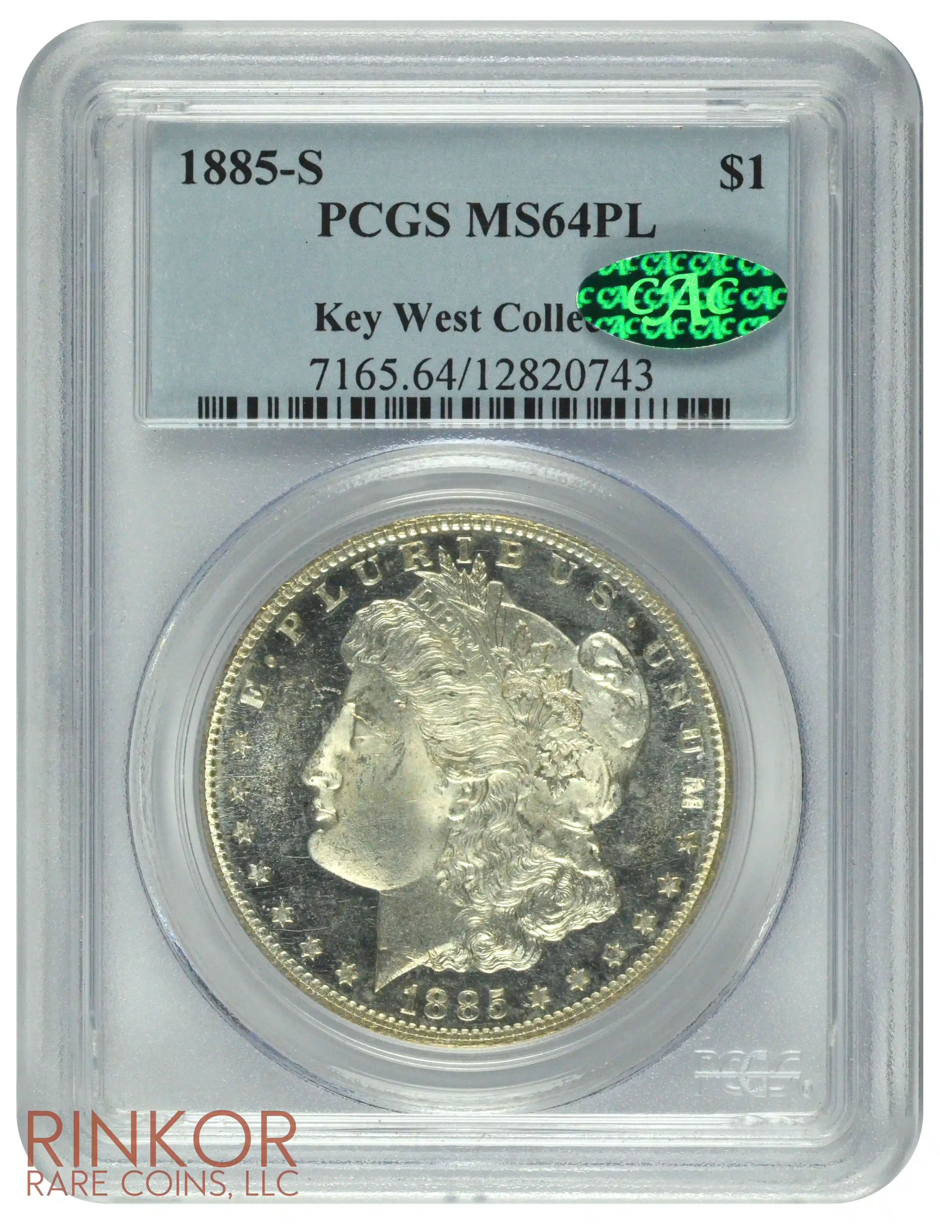 1885-S $1 PCGS MS 64 PL CAC