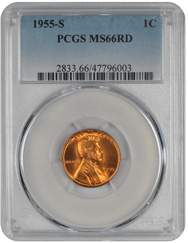 1955-S Lincoln PCGS RD 66