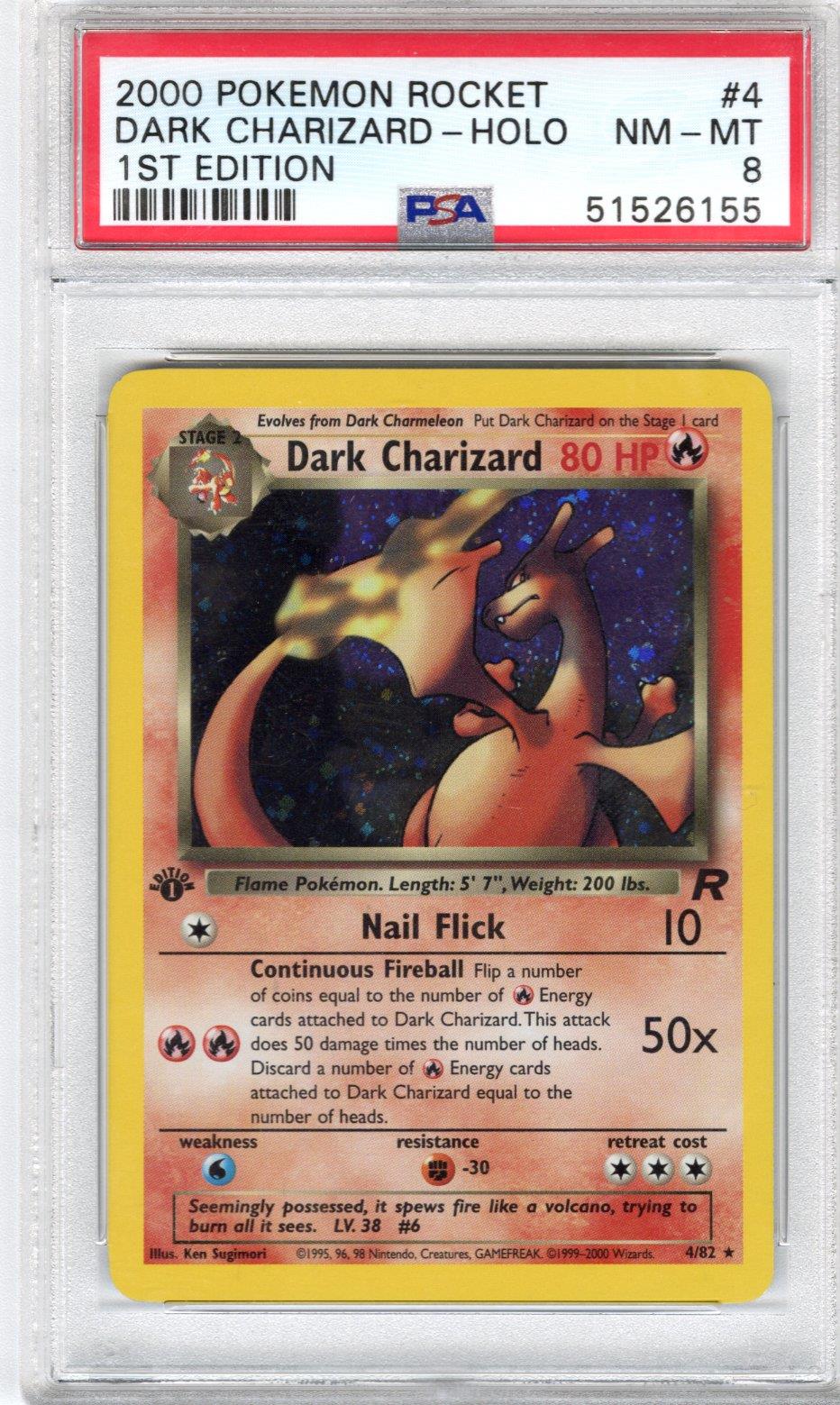 2000 Pokemon Rocket Dark Charizard Holo 1st Edition PSA NM MT 8 