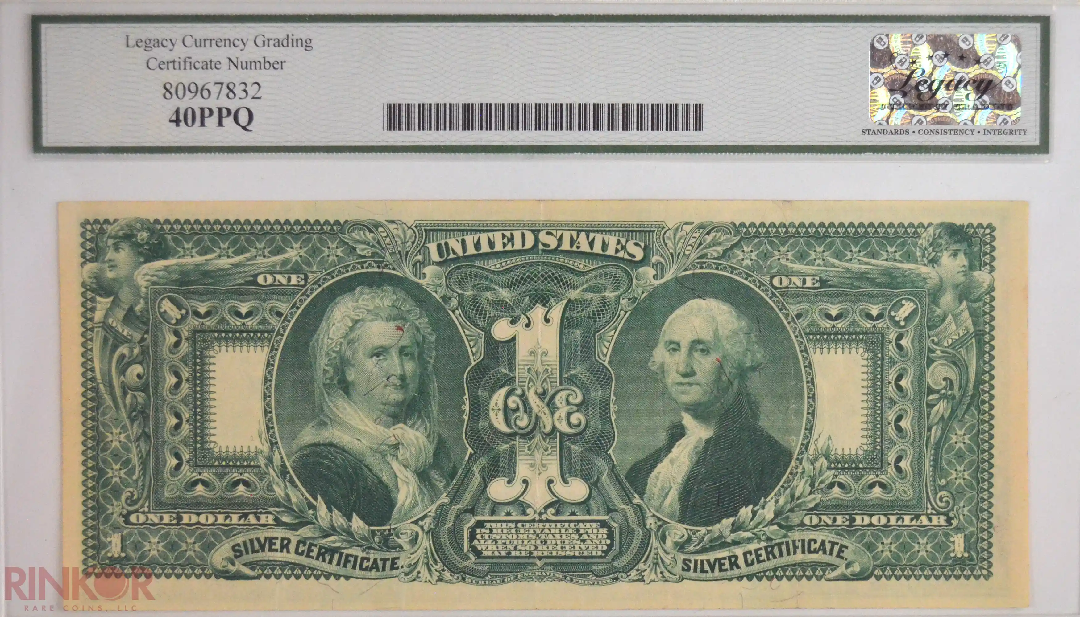 1896 $1 Fr. 224 Educational Silver Certificate LCG XF-40 PPQ