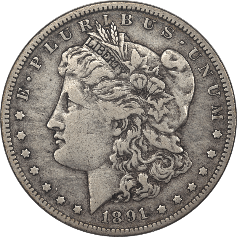 1891-O Morgan Silver Dollar $1 Raw Ungraded Coin VF+