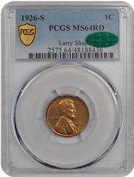 1926-S Lincoln PCGS CAC  MS RD 64 