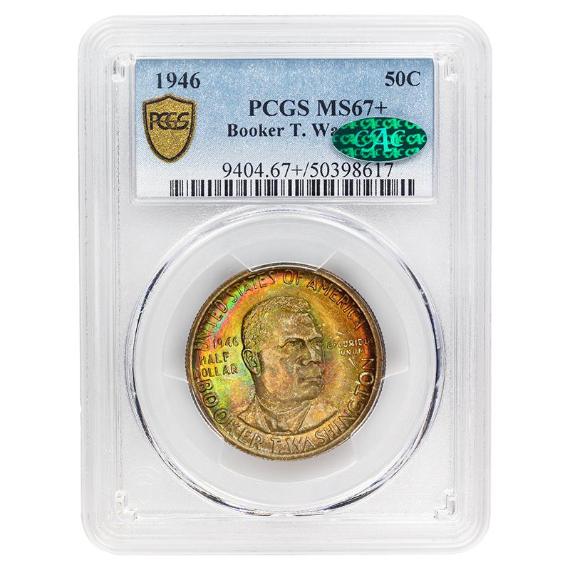 1946 Booker T. Washington Commemorative Half Dollar, 50C PCGS MS 67+, CAC Certified