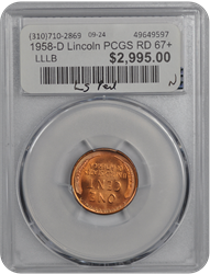 1958-D Lincoln PCGS RD 67+