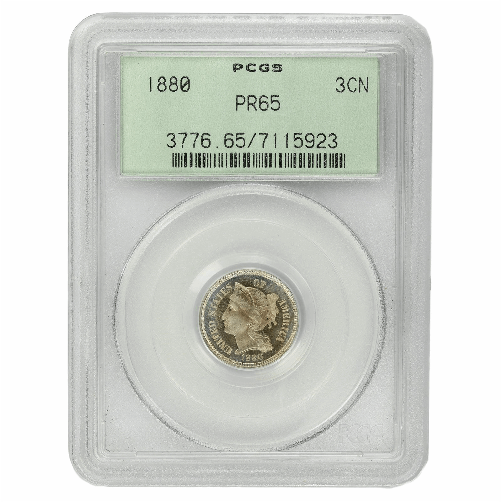 1880 3CN Three Cent Nickel Proof PCGS PR 65 