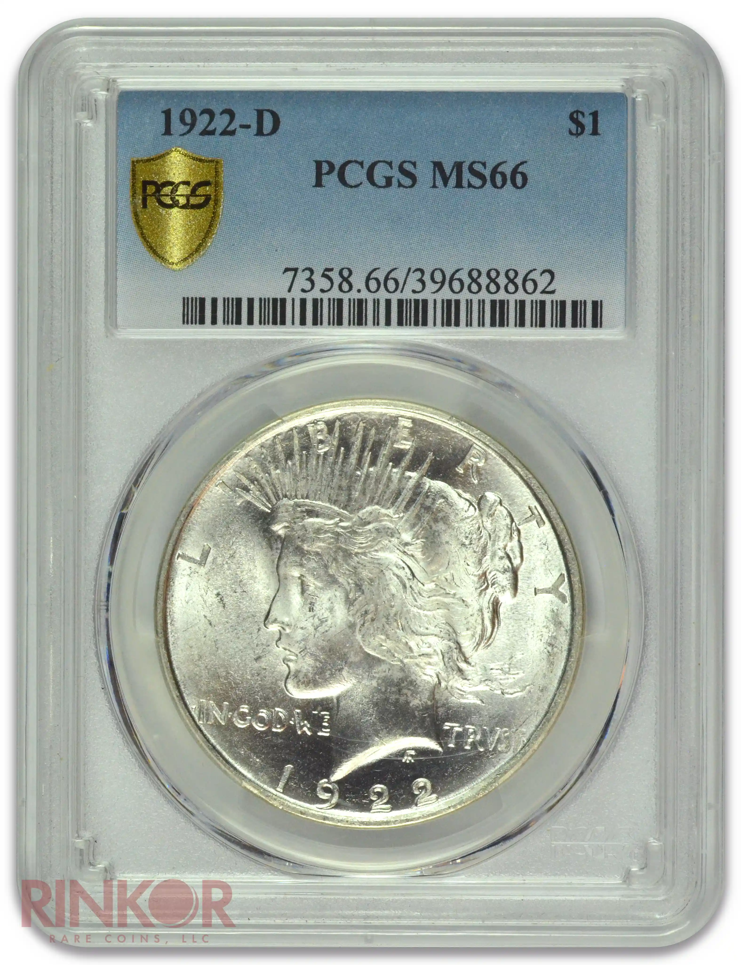 1922-D $1 Peace Dollar PCGS MS 66