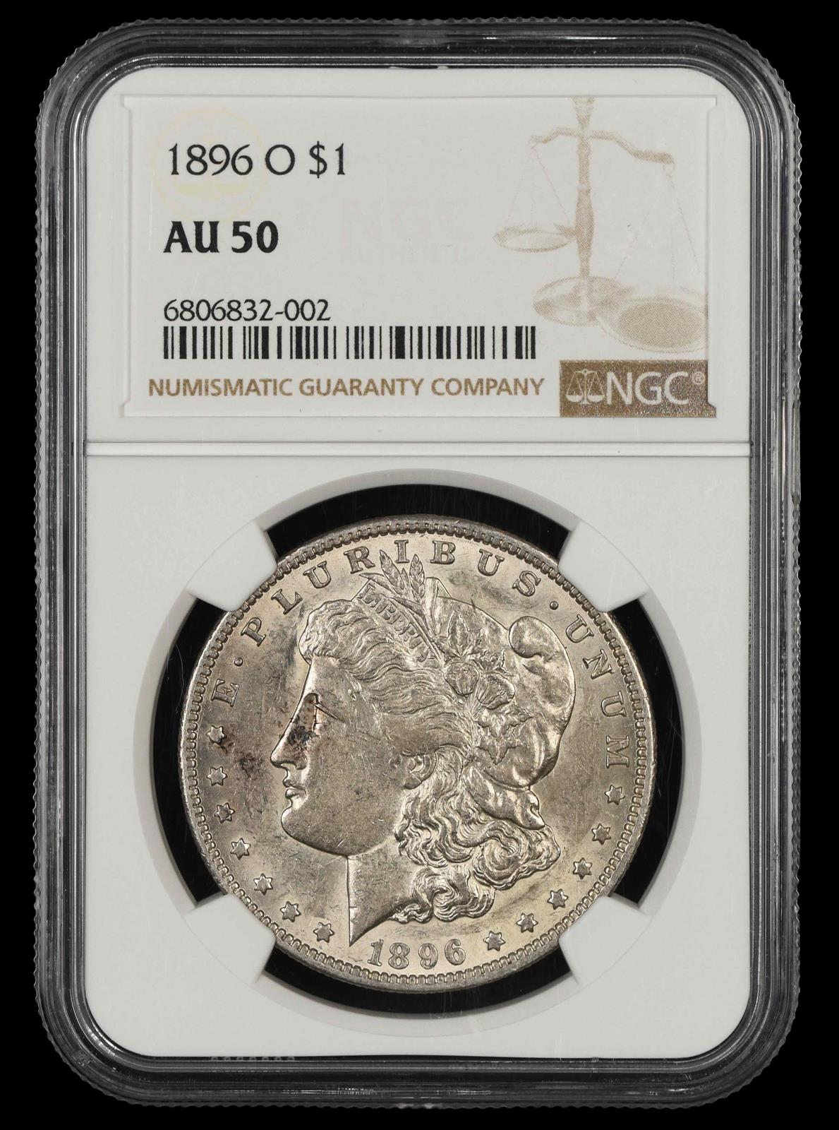 1896 O $1 NGC AU-50