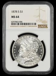1878 S $1 NGC MS 64