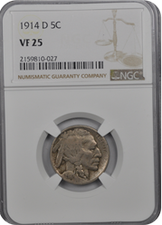 1914 D Buffalo Nickel NGC VF-25