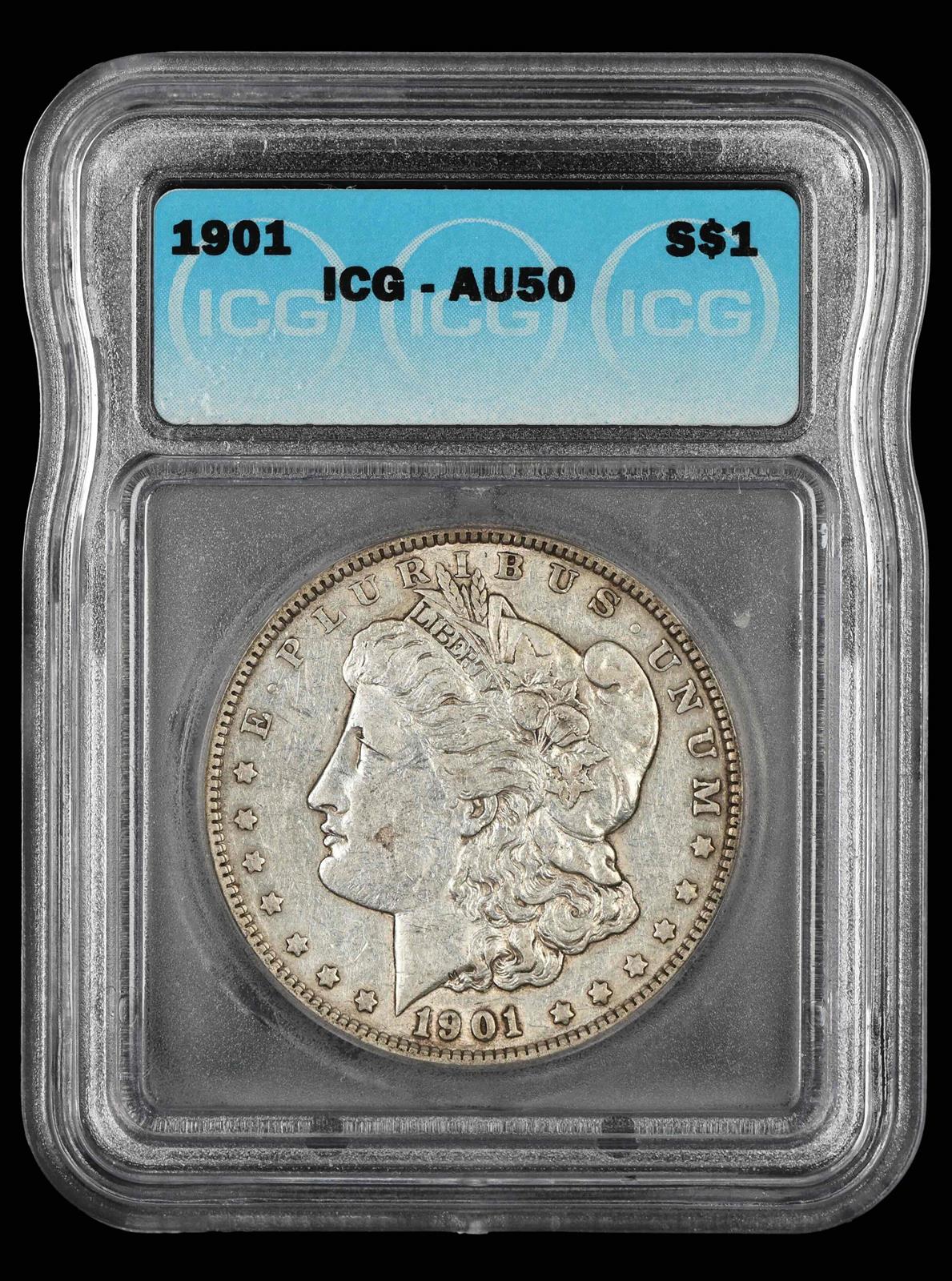 1901 $1 ICG  AU-50
