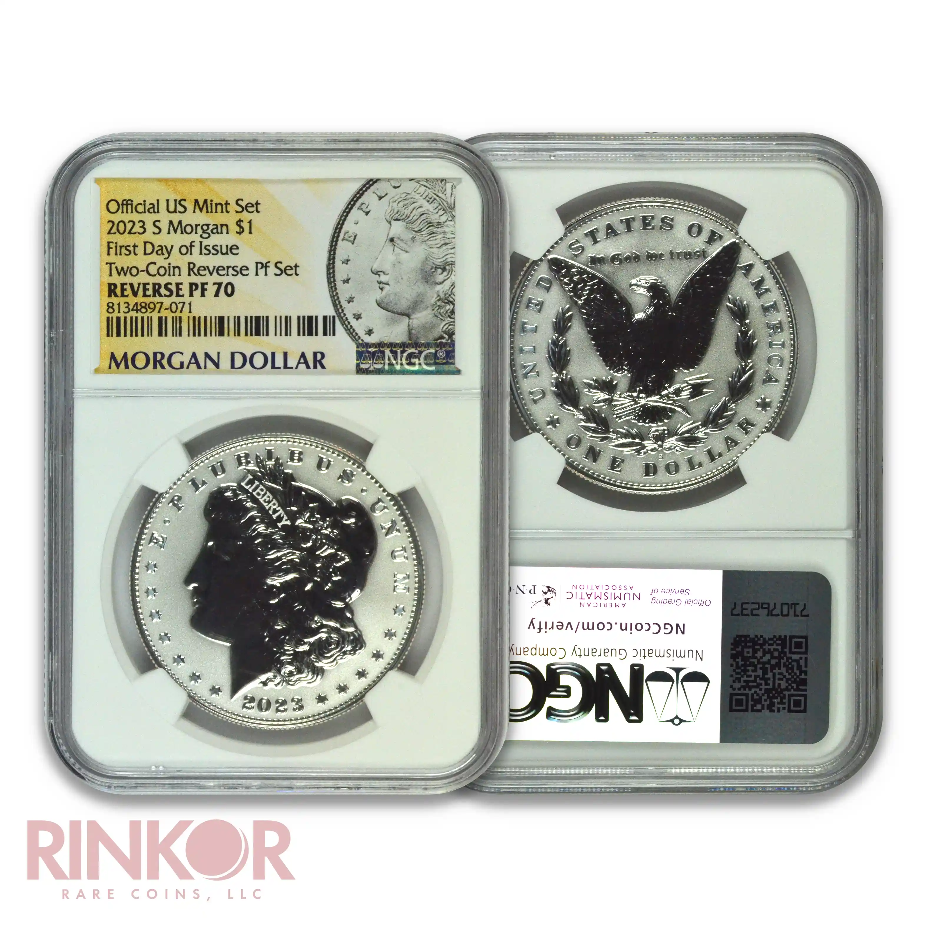 2023-S Reverse Proof $1 Morgan and Peace Dollar 2-Coin Set FDOI NGC PF 70