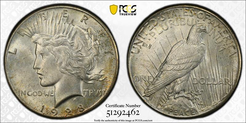 1928 $1 PCGS MS 63 CAC