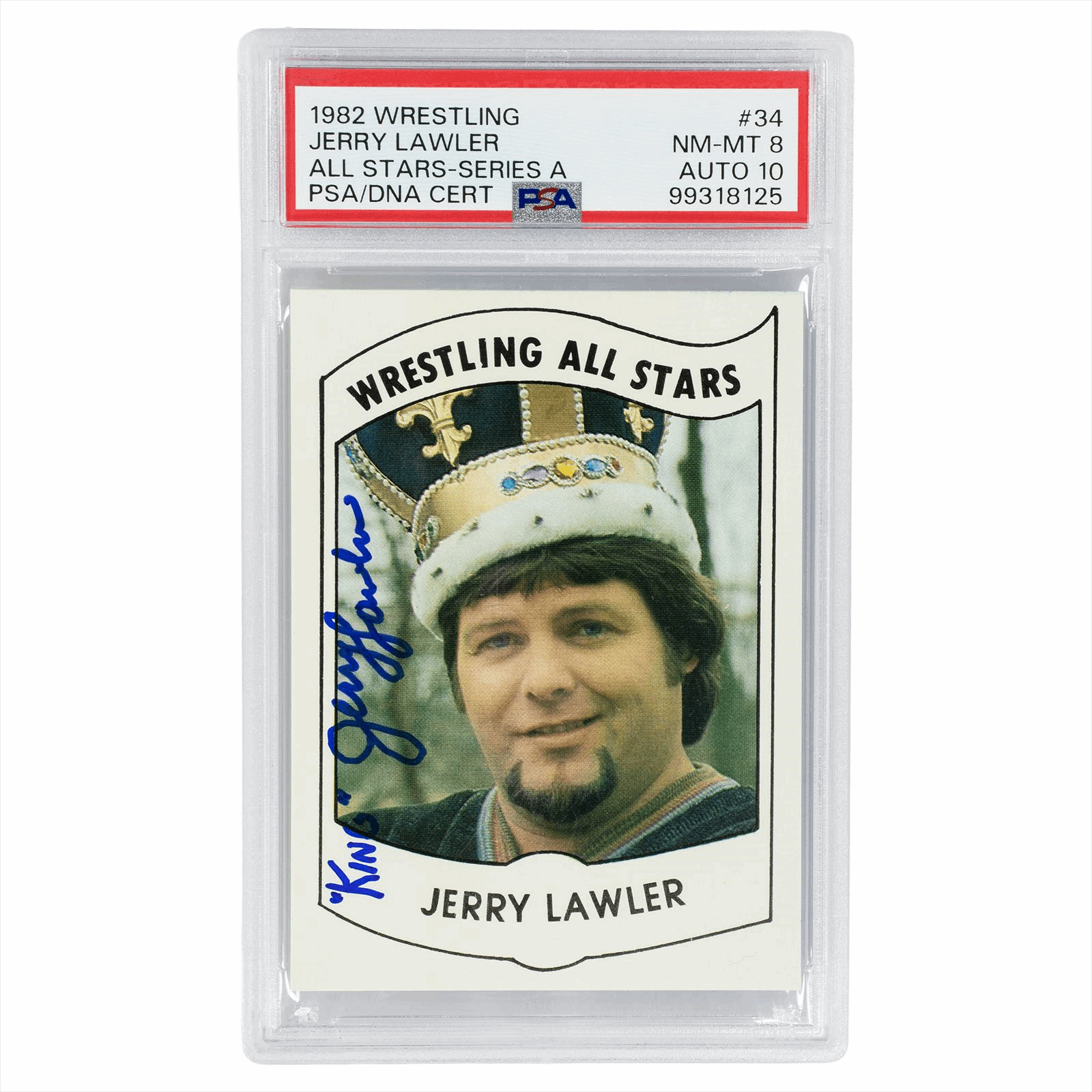 1982 Wrestling Jerry Lawler All Stars-Series A #34 PSA NM-MT8 AUTO 10